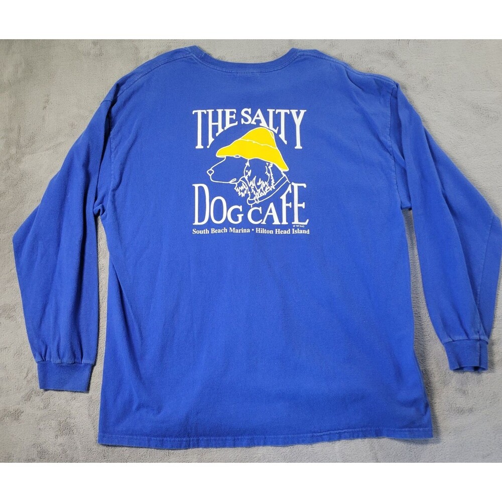 Salty Dog Cafe TShirt Mens XL 46-48 Blue Long Sleeve Hanes Beefy-T Hilton Head - Picture 2 of 8